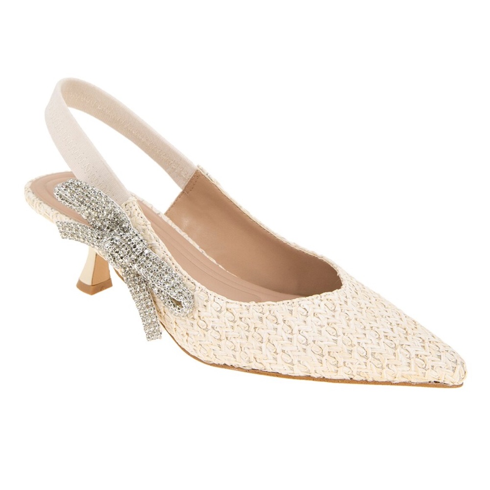 BCBGeneration Cream Slingback Kodari Raffia Pump
